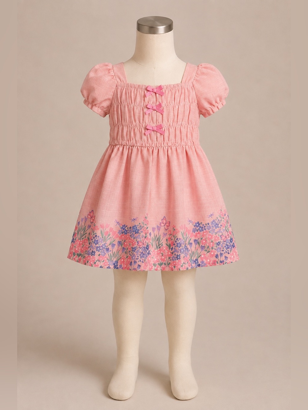 Little Lass Pink Smocked Floral Dress Girls Size 5 Wedding Church Easter